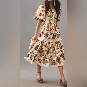 Anthropologie Mille Tiered Square Neck Dress Size M